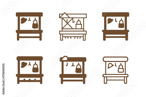 Versatile Hook Logo Designs. Adding hooks or racks for bags, hats, or coats. Set Logo of Adding hooks or racks for bags, hats, or coats: entry bench with