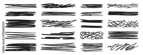 Hand drawn underline set. Doodle text marker strokes. Abstract line dividers for typography design