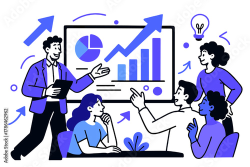 Dynamic Growth Strategies. A business consultant giving advice to a company on growth strategies. Consultant