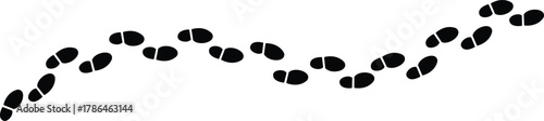 Human footprints trail shoe steps path vector Illustration on transparent background.