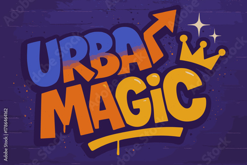 Graffiti Art Symphony. Urban Magic ? Graffiti Simplified: thick bubble graffiti letters with tilting layout,