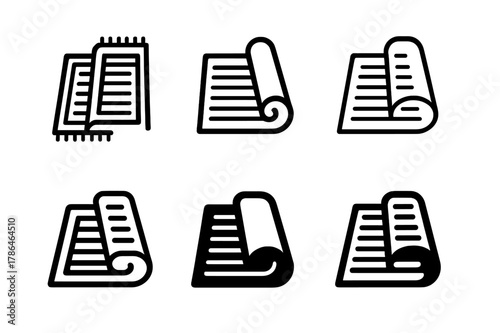 Rug Logo Variations. Straightening a rug. Set Logo of straightening a rug: perfectly aligned floor mat. Icon set. harmonious logo variations of the same