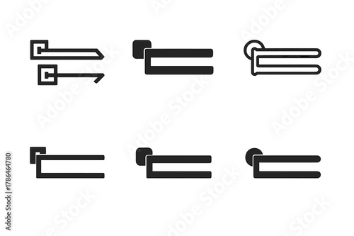 Towel Bar Logo Variations. towel rack bar. Set Logo of towel rack bar: swivel-arm twin towel bars. Icon set. harmonious logo variations of the same emblematic