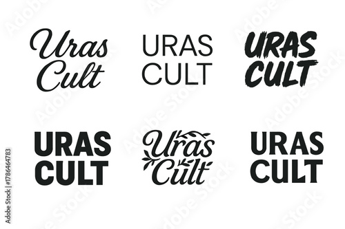 Uras Cult Lettering Variations. Uras Cult. Set lettering. harmonious lettering variations of the same emblematic concept, each with different