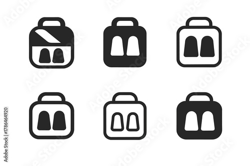 Sleep Essentials Logos. Sleep essentials. Set Logo of Sleep essentials: earplugs case with pair. Icon set. harmonious logo variations of the same emblematic