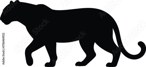 Black silhouette of a leopard on a white background