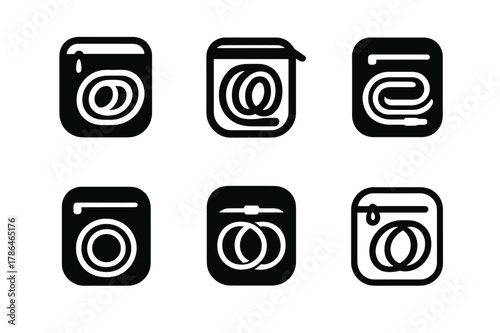 Travel Cable Kit Logos. Travel cable kit. Set Logo of Travel cable kit: zip pouch with neatly wound leads. harmonious logo variations of the same emblematic