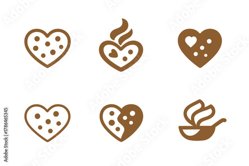 Culinary Logo Creations. Baking fresh cookies and enjoying the smell of them. Set Logo of Baking fresh cookies and enjoying the smell of them: aroma swirl