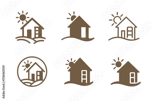 Rural Renewable Energy Logos. Renewable energy in rural areas without technology dependence. Set Logo of renewable energy in rural areas without technology