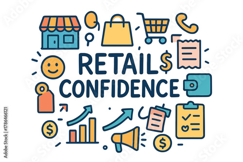 Retail Confidence Doodle. Retail confidence. Hand-drawn doodle illustration of Retail confidence. Store