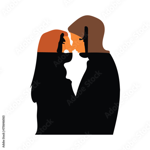 Romantic Double Exposure Silhouette of Couple and Proposal at Sunset