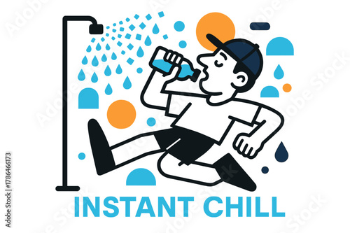 Instant Chill Spray. Mister + Cold Water Combo. Spritz from a sidewalk mister meets a gulp from a bottle; ?Instant Chill? glows in tidy caps. Heat haze breaks