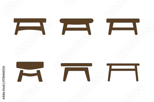 Harmonious Logo Variations. Natural wood furniture and neutral tones in design. Set Logo of natural wood furniture and neutral tones in design: minimalist