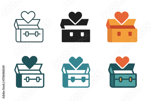 Heart Toolbox Icons. Volunteering to help a family member with home maintenance tasks. Set Logo of volunteering to help a family member with home maintenance
