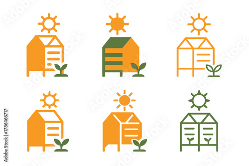 Renewable Energy Logos. Renewable energy in rural areas without technology dependence. Set Logo of renewable energy in rural areas without technology