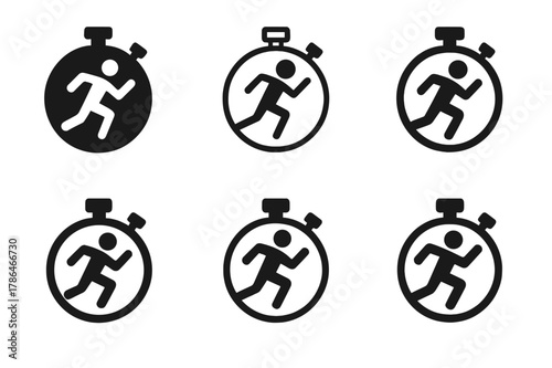 Exercise Logo Variations. The importance of exercise. Set Logo of the importance of exercise: stopwatch. Icon set. harmonious logo variations of the same