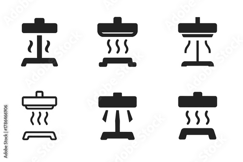 Screen Printing Logos. Screen printing. Set Logo of Screen printing: flash dryer heater. Icon set. harmonious logo variations of the same emblematic concept,