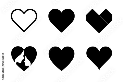 Heart Logo Variations. Love and affection. Set Logo of Love and affection: Heart. harmonious logo variations of the same emblematic concept, each
