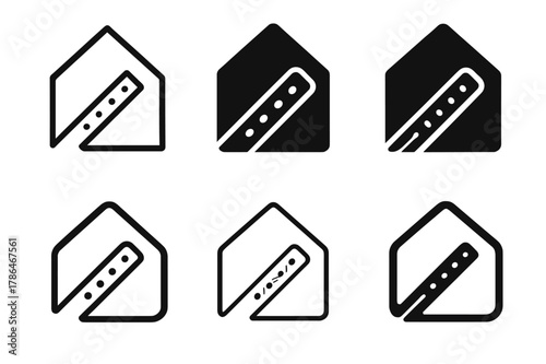 Home Lighting Icons. Lighting design for the home. Icon set. Set Logo of lighting design for the home: LED strip light. harmonious logo variations of the same