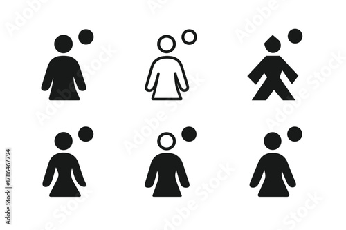 Career Fluidity Logos. Career fluidity. Icon set. Set Logo of career fluidity: adaptive human figure shifting between roles. harmonious logo variations of the