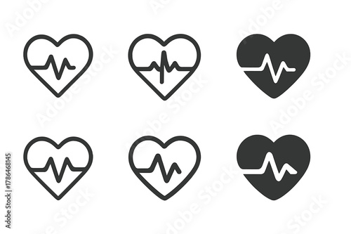 Fitness Icon Set. Healthy living and fitness routines. Icon set. Set Logo of Healthy living and fitness routines: heart rate monitor. harmonious logo