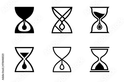 Slow Fashion Jewelry Logos. Slow fashion jewelry. Set Logo of Slow fashion jewelry: hourglass with pendant inside. harmonious logo variations of the same