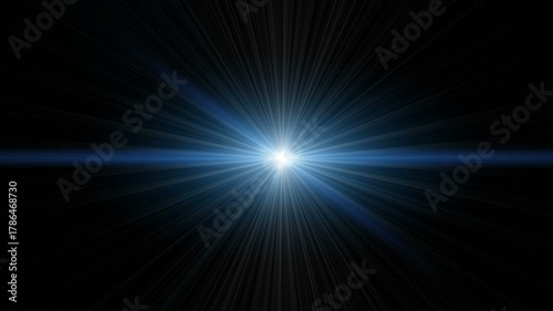 Thin blue rays of light in the center. Animation.