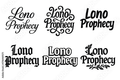 Lono Prophecy Lettering. Lono Prophecy. Set lettering. harmonious lettering variations of the same emblematic concept, each with different artistic