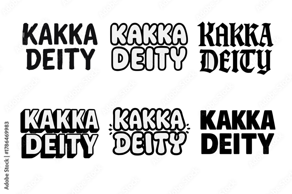 Obraz premium Harmonious Lettering Variations. Kakka Deity. Set lettering. harmonious lettering variations of the same emblematic concept, each with different artistic