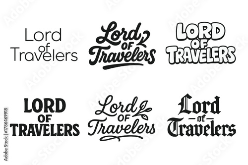 Creative Lettering Variations. Lord of Travelers. Set lettering. harmonious lettering variations of the same emblematic concept (Modern minimal monoline