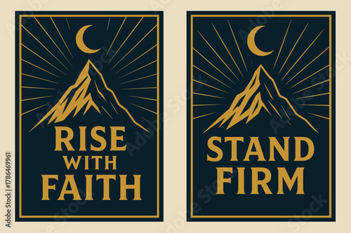 Resilient Faith Banners. Resilient Faith. Two vertical A6 banners with safe margins, centered composition, no elements touching edges, bold, navy and gold,
