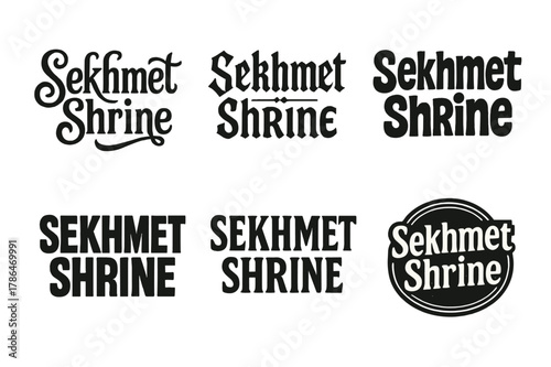 Sekhmet Lettering Grid. Sekhmet Shrine. Set lettering. harmonious lettering variations of the same emblematic concept, each with different artistic