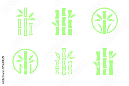 Glowing Bamboo Icons. Synthetic plants that glow in the dark. Set Logo of Synthetic plants that glow in the dark: glowing bamboo stalk cluster. Icon set.