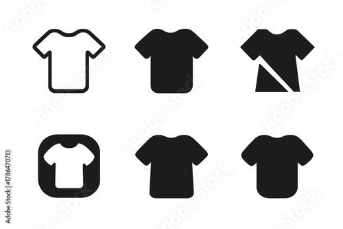 Minimalist Clothing Logos. Personal Appearance. Set Logo of Clothing Icon: Minimal outline, Filled silhouette, Abstract geometric, Negative space, Flat solid,