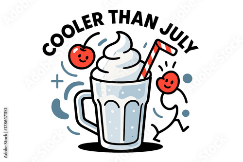 Diner Milkshake Delight. Diner Milkshake Cool-Down. Thick shake crowned with whipped swirl; glass frosts over as ?Cooler than July? curves above. Cherry and