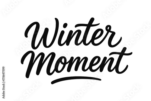 Winter Moment Lettering. Winter Moment ? Script Hand-Lettering; smooth brush lettering with soft, lively