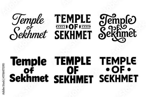Sekhmet Letterform Variations. Temple of Sekhmet. Set lettering. harmonious lettering variations of the same emblematic concept, each with different artistic