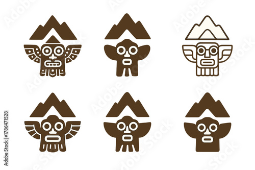 Indigenous Heritage Logos. Cultural heritage tours and indigenous experiences. Set Logo of Cultural heritage tours and indigenous experiences: sacred mountain