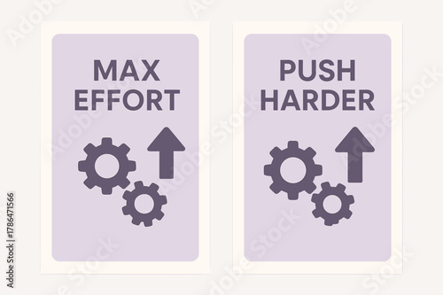 Motivational Banner Series. Max effort. Two vertical A6 banners with safe margins, centered composition, no elements touching edges, minimal, lavender and