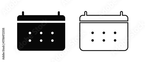 Calendar icon set in black and white modern minimal date planner vector design for schedule, event reminder, UI, UX, web interface, and business organization projects