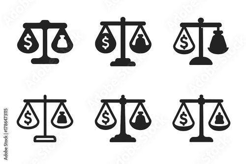 Personal Finance Logos. personal finance planning. Set Logo of personal finance planning: Debt payoff scale. Icon set. harmonious logo variations of the same