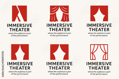 Immersive Theater Logos. An immersive theater experience where the audience is part of the performance. Set Logo of An immersive theater experience where the