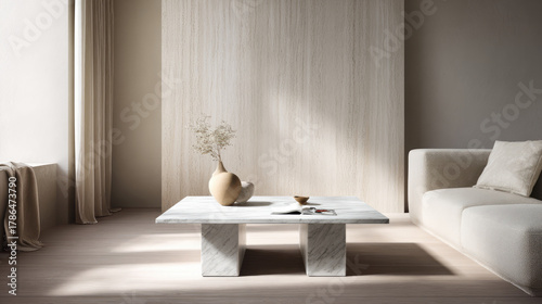 Minimalist living room with...