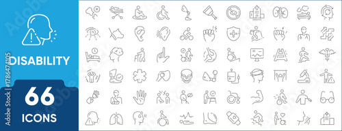 Accessibility Icon Set – Wheelchair, Braille, Hearing Aid, Mobility and Assistive Symbols.