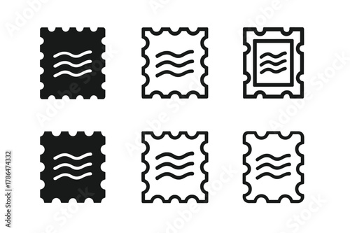 Harmonious Logo Variations. handwritten address. Set Logo of handwritten address: postage stamp with address lines. Icon set. harmonious logo variations of the
