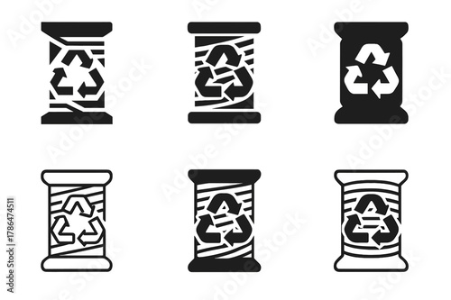 Ethical Fashion Logos. Ethical fashion. Icon set. Set Logo of Ethical fashion: recycled fiber spool. harmonious logo variations of the same emblematic concept,