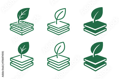 Eco Logo Variations. Inspirational design with ecology materials trend. Icon set. Set Logo of Inspirational design with ecology materials trend: bio-based