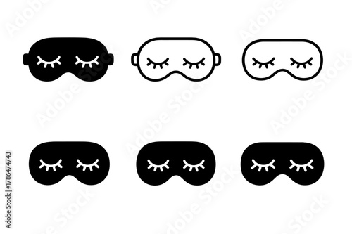 Peaceful Slumber Logos. Peaceful slumber. Set Logo of Peaceful slumber: sleeping mask with closed lashes. Icon set. harmonious logo variations of the same