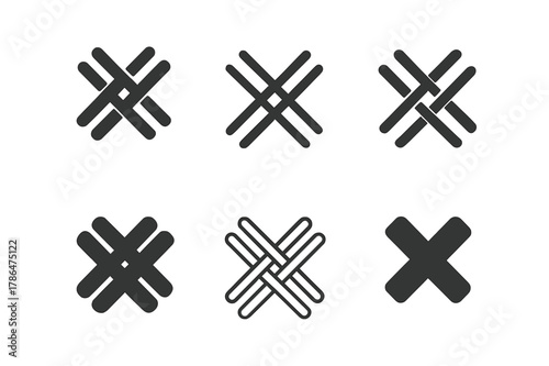 Fabric Logo Variations. Fabric stitching. Set Logo of Fabric stitching: cross-thread pattern close-up. harmonious logo variations of the same emblematic