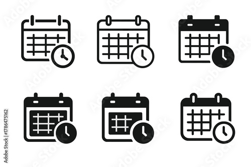 Creative Planning Logos. Planning a productive day with specific time slots for tasks. Set Logo of Planning a productive day with specific time slots for